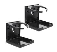 2 Pezzi Porta Bevande da Biliardino Nero in Plastica, Montaggio a Vite | Supporto Laterale per Lattine e Tazze, Base Ampia Stabile, con Otto Viti Incluse, per Tavolo e Camper