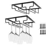 2 Pezzi Porta Bicchiere di Vino, Rack per Calici, Supporto per Calice, Supporto Porta Bicchieri, Portabicchieri Sospeso, Porta Bicchieri da Mensola, per Bar, Mobile da Vino, Cucina (25 x 9.5 x 3 cm)