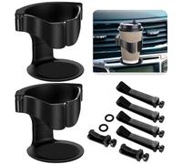 2 Pezzi Porta Bicchieri Auto Ventilazione, Supporto Universale per Bottiglie Auto, Porta Becher Regolabile con Posacenere, per Lattine, Tazze da Caffè e Altri, 8.5x9.6cm, Nero