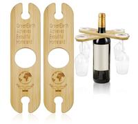 2 Pezzi Porta Bicchieri di Vino in Legno, Porta Bicchieri Sospesi, Può Contenere 2 Calici da Vino e 1 Bottiglia di Vino, Adatto per bar, Amanti del vino, Matrimoni e Feste