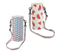 2 Pezzi Porta Borraccia, DEANKEJI Porta Bottiglia Termico, 18×12cm Borsa Termica, con Tracolla Regolabile, per Campeggio e Alpinismo