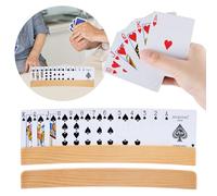 2 Pezzi Porta Carte da Gioco in Legno, Porta Carte da Gioco con Design Curvo, Design Ergonomico a Ventaglio, Ideale per Bambini, Anziani, Adulti e Persone con Disabilità o Artrite