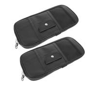 2 Pezzi Porta Carte per Auto da Visiera, Organizer in PU con Tasche | Fascia Elastica, Scomparti Multipli e Clip per Occhiali, per Ricevute Pedaggio e Patente