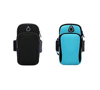 2 pezzi Porta Cellulare Telefono da Corsa Fascia Braccio Smartphone Portacellulare per Correre Running per iPhone 11 12 Pro Max X XR XS Samsung S21 S20 S10 A12 A32 A52 A72 Xiaomi Redmi nero+blu