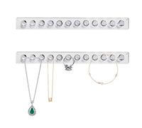 2 Pezzi Porta Collana e Gioielli da Parete in Acrilico - Organizzatore Autoadesivo per Collane, Orecchini - Espositore e Gancio di Stoccaggio per Gioielli