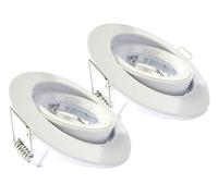 2 Pezzi Porta Faretto da Incasso, Portafaretto Orientabile,Modello Con Ghiera Svitabile, Foro Da 80mm a 90mm, Per Lampade Led GU10 e MR16 (Rotondo, Bianco)