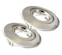2 Pezzi Porta Faretto da Incasso, Portafaretto Orientabile,Modello Con Ghiera Svitabile, Foro Da 80mm a 90mm, Per Lampade Led GU10 e MR16 (Rotondo, Nichel Satinato)