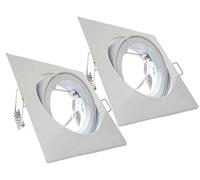 2 Pezzi Porta Faretto da Incasso, Portafaretto Orientabile,Modello Con Ghiera Svitabile, Foro Da 80mm a 90mm, Per Lampade Led GU10 e MR16 (Quadrato, Bianco)