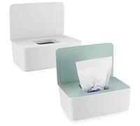 2 Pezzi Porta Fazzoletti con Coperchio, Porta Tovaglioli, Scatola Porta Salviette, Rettangolare Portafazzoletti, Salviette Umidificate Dispenser per Bagno Ufficio Auto