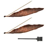 2 Pezzi Porta Incenso per Bastoncini a Forma di Foglia, Bruciatore Incenso in Metallo, Soportes para Varillas de Incienso con Mini Scopa per Casa, Ufficio, Yoga, Meditazione, Decorazioni la Casa 21 Cm