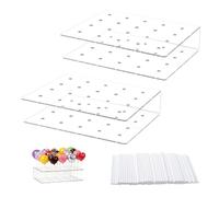 2 Pezzi Porta Lecca Lecca In Acrylic con 200 Bastoncini di Carta,Supporto Lollipop 20 Fori,HMCEY Supporto per Cake Pops,Lollipop Holder Trasparenti,Supportos Leccas Pop per Matrimoni,Compleanni,Feste