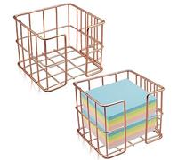 2 pezzi porta note adesive, porta note adesive in oro rosa, simpatico dispenser per note adesive, blocco note memo 3,8 x 3,2 pollici cubo di metallo organizer da scrivania per ufficio scrivania