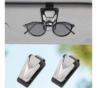 2 Pezzi Porta Occhiali Auto,Clip portaocchiali per auto,Accessori per visiera auto per la maggior parte degli occhiali (Nero Argento)