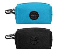 2 Pezzi Porta Sacchetti Cane, Dispenser Con Cerniera per Cacca e Rifiuti di Animali Domestici - Per Guinzaglio Con Gancio (Nero e Blu)