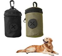 2 Pezzi Porta Sacchetti per Cacca Cane, Dispenser con Moschettone Regolabile per Guinzaglio, Nero e Verde, Compatibile con la Maggior parte dei Sacchetti Standard