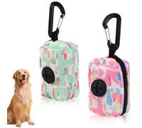 2 pezzi Porta sacchetti per cani, Dispenser per Sacchetti per Cacca di Cane, Dispenser di Rifiuti per Animali Domestici con moschettone, per la maggior parte dei sacchetti per rifiuti, Rosa, verde