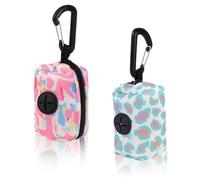 2 pezzi Porta sacchetti per cani, Dispenser per Sacchetti per Cacca di Cane, Dispenser di Rifiuti per Animali Domestici con moschettone, per la maggior parte dei sacchetti per rifiuti, Rosa, blu