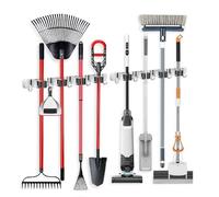 2 Pezzi Porta Scope Parete,8 Supporti e 10 Ganci Appendi Scope a Muro Acciaio Inossidabile,Appendi Scope a Muro per Bagno,Cucina,Garage,per Attrezzi da Giardino