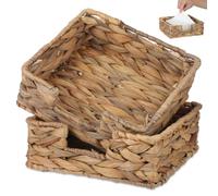 2 Pezzi Porta Tovaglioli Intrecciato da Tavolo in Vimini per Buffet | Accesso Facile, Base Piatta Stabile, Bordi Arrotondati, per Ufficio e Gestione Ordinata