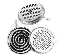 2 Pezzi Porta Zampirone Portatile in Acciaio inox Porta Bobina Repellente per Zanzare Porta Zampirone Esterno Porta Bobine Coperchio Zampirone da Ester，Adatto per yoga da Campeggio Indoor e Outdoor