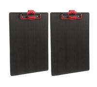 2 Pezzi Portablocco A4 Rigido in Ferro e Cuoio con graffetta | Formato 34x24x2cm, Bordo Arrotondato e Supporto Penna, Nero o Rosso