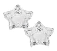 2 Pezzi Portacandele Tealight a Stella a Cinque Punte in Vetro | Set da 2, per Candele Tealight o LED, Stabilità Sul Tavolo, Decorazione per Casa e Feste