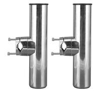 2 pezzi Portacanna da pesca in acciaio inox per binari da 1 pollice a 1-1/4 pollici, supporto per asta con montaggio su binario, dotato di rivestimento in gomma e angolazioni regol