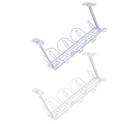 2 Pezzi Portacavi da Scrivania Sotto Piano in Plastica Ganci e Fori | Gestione Nascosta dei Cavi, per Multiprese e Postazioni Studio o Gioco, Rete Pratica e Ordinata