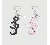 2 pezzi Portachiavi con decorazione a note musicali e stelle in stile Y2K, ciondoli per borse con note musicali e pois neri, adatti come accessori per portachiavi per studenti e adolescenti nel period