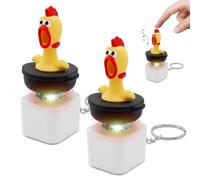 2 Pezzi Portachiavi Fidget Gallina Urlante, LED con Luce e Suono | Gadget antistress compatto da portare, ideale per tenere le mani occupate durante pause, casa, ufficio o viaggi