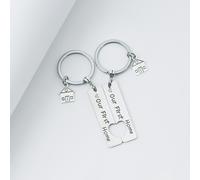 2 pezzi Portachiavi in acciaio inossidabile per coppie con ciondolo a forma di piccola casa, inciso "La nostra prima casa", accessori per auto, accessori carini gotico stile Y2K per borse, cordini con