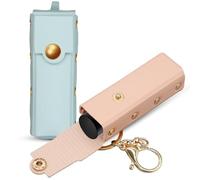2 pezzi portachiavi porta rossetto, portachiavi porta burro di cacao per donna, portachiavi porta balsamo per labbra, porta rossetto portatile per borsetta, profumo, smalto per unghie (rosa e verde)