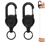 2 Pezzi Portachiavi Retrattile Filo Acciaio, Portachiavi Estensibili Porta Badge Retrattile Bobina Badge con Moschettone Clip, Portabadge Allungabile con Cavo Acciaio da 60cm per Ufficio, Affari