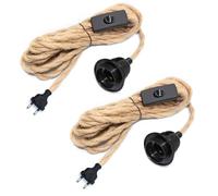 2 Pezzi Portalampada E27 con Interruttore 510CM Estensione Cavo Portalampade a Sospensione con Spina Lampadina Base con Presa e Cavo Paralume Fai Da Te Vintage Industriale Lampadario Kit per Cucina