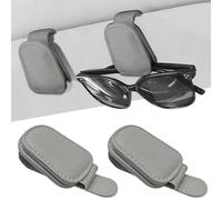 2 pezzi portaocchiali da auto magnetico, con clip per biglietti,supporto per occhiali da sole, pratico,adatto per parasole auto cchiali da sole, occhiali da vista, facile da installare (grigio)