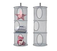 2 pezzi portaoggetti sospeso grande da appendere, pieghevole, con 3 scomparti per cameretta dei bambini, bagno, balcone (grigio)