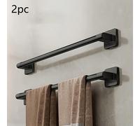 2 pezzi Portasalviette in alluminio multifunzionale per bagno, camera da letto e soggiorno, asta appendiabiti per asciugamani e accessori, senza foratura, montaggio a parete Nero50cm 2PZ,Nero30cm 2PZ,