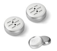 2 Pezzi Portasapone in Alluminio, Custodia di Sapone Rotondo in Metallo, Scatola di Sapone da Viaggio, Scatole Quadrato per Sapone da Barba/Shampoo Solido, Aluminum Mini Round/Square Soap Box (B)