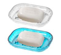 2 Pezzi Portasapone Plastica, Antiscivolo Portasaponetta, Porta Saponetta Solida per Bagno Cucina Doccia, Facile da Pulire, Fermare il Sapone Molliccio, Azzurro e Trasparente