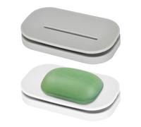 2 Pezzi Portasapone Plastica, Porta Saponetta Antiscivolo, Porta Sapone Bagno in Plastica, Scatola per Sapone, Sapone Scatola Autodrenante, Soap Box Contenitore per Bagno Cucina Doccia Contatore