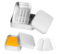 2 Pezzi Portasapone Quadrato in Alluminio antiruggine, Custodia Portasapone Rettangolare in Metallo, Alluminio Contenitori di Sapone Portatile con Vassoio Coperchio Sacchetto per Shampoo Solido Bagno