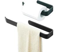 2 Pezzi Portasciugamani da Bagno, Portasciugamani Nero, 19 cm / 32,5 cm Portasciugamani Doccia Unità di Vanità Assemblaggio Armadietto da Bagno [Nessuna Perforazione]