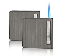 2 Pezzi Portasigarette con Accendino, Portasigarette con Accendino Antivento, Portasigarette per 20 Sigarette, Accendino, Dispenser di Sigarette, Portasigarette Portatile per Uomo e Donna