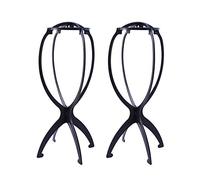 2 Pezzi Portatile Supporto per Parrucca Testa Wig Stand Testina Porta Parrucche di Plastica (Nero)