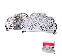 2 Pezzi Portatovaglioli da Tavolo, Portatovaglioli di Carta, Supporto per Tovaglioli da Cucina, in Acciaio Inossidabile, Verticale, per Tavolo da Pranzo, Decorazioni per Feste (14x7,6x3,2cm, Argento)