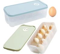 2 Pezzi Portauova per Frigorifero a 10 Griglie, Porta Uova in Plastica, Contenitore per Uovo con Coperchio Contenitore Uova Frigorifero per Conservare 20 Uova - 24,2×12×7,5cm