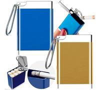 2 Pezzi Posacenere Portatile, Portacenere per Sigarette Tascabile In Metallo, Portacenere da Fumo Tascabile da Portare, Mini Posacenere per Sigarette, Adatto per Viaggi, Ufficio(Blu, Oro)