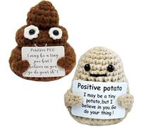 2 Pezzi Positive Potato e Bambola Peluche Maglieria, Mini Giocattoli di Patate e Bambola Lavorata a Maglia Creativa, Patata Positiva Divertente per Uomini Donne, Compleanno, Decorazione