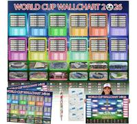 2 pezzi Poster pieghevole interattivo della Coppa del Mondo di calcio 2026 Informazioni sulla squadra scritte a mano con pennarello acquerellabile e tabella con il calendario delle partite della Coppa