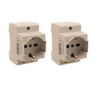 2 Pezzi Presa Modulare Universale P40, Schuko + Bipasso Italiano, 10/16A AC 220V, 2,5 Moduli Barra DIN, IP20 IEC60884